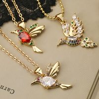 Modern Style Shiny Bird Copper 18k Gold Plated Zircon Pendant Necklace In Bulk main image 5
