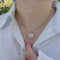 Titanium Steel Sweet Plating Inlay Heart Shape Artificial Gemstones Pendant Necklace main image 3