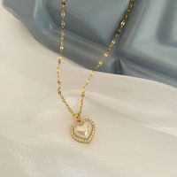 Titanium Steel Sweet Plating Inlay Heart Shape Artificial Gemstones Pendant Necklace sku image 1