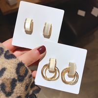 Modern Style Round Alloy Plating Inlay Opal Women's Ear Studs main image 1
