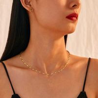 Acier Inoxydable 201 Style INS Style Simple Placage Traverser Couleur Unie Collier main image 6