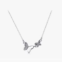 Sweet Butterfly Sterling Silver Plating Inlay Zircon Thai Silver Pendant Necklace sku image 1