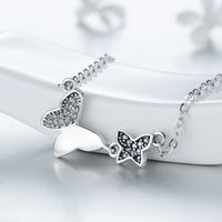 Sweet Butterfly Sterling Silver Plating Inlay Zircon Thai Silver Pendant Necklace main image 3