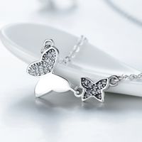 Süss Schmetterling Sterling Silber Überzug Inlay Zirkon Thailändisches Silber Halskette Mit Anhänger main image 1