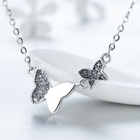 Sweet Butterfly Sterling Silver Plating Inlay Zircon Thai Silver Pendant Necklace main image 2
