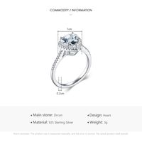 Elegant Romantic Heart Shape Sterling Silver Rhodium Plated Zircon Rings In Bulk main image 4