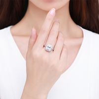Glam Luxurious Rectangle Sterling Silver Rhodium Plated Zircon Rings In Bulk main image 5
