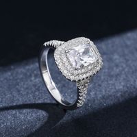 Glam Luxurious Rectangle Sterling Silver Rhodium Plated Zircon Rings In Bulk main image 2