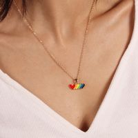 Wholesale Jewelry Modern Style Streetwear Rainbow Heart Shape Alloy Pendant Necklace main image 2