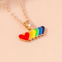 Wholesale Jewelry Modern Style Streetwear Rainbow Heart Shape Alloy Pendant Necklace sku image 1