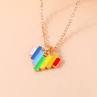 Wholesale Jewelry Modern Style Streetwear Rainbow Heart Shape Alloy Pendant Necklace sku image 3