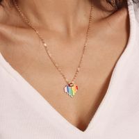 Wholesale Jewelry Modern Style Streetwear Rainbow Heart Shape Alloy Pendant Necklace main image 5