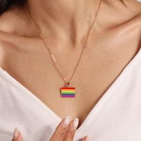 Wholesale Jewelry Modern Style Streetwear Rainbow Heart Shape Alloy Pendant Necklace main image 6