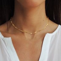 Acier Inoxydable 201 Style INS Style Simple Placage Traverser Couleur Unie Collier main image 1