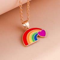 Wholesale Jewelry Modern Style Streetwear Rainbow Heart Shape Alloy Pendant Necklace sku image 2