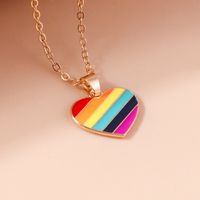 Wholesale Jewelry Modern Style Streetwear Rainbow Heart Shape Alloy Pendant Necklace sku image 4