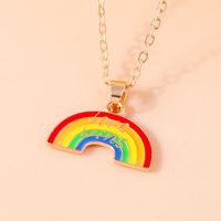 Wholesale Jewelry Modern Style Streetwear Rainbow Heart Shape Alloy Pendant Necklace sku image 8