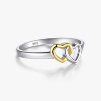Sweet Simple Style Heart Shape Sterling Silver Plating Hollow Out Rhodium Plated Rings sku image 1