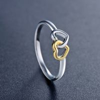 Sweet Simple Style Heart Shape Sterling Silver Plating Hollow Out Rhodium Plated Rings main image 4