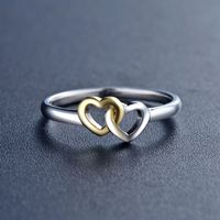 Sweet Simple Style Heart Shape Sterling Silver Plating Hollow Out Rhodium Plated Rings main image 5