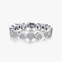 Ins Style Heart Shape Sterling Silver Plating Inlay Gem Thai Silver Rings sku image 1