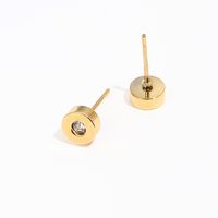 1 Pair Retro Simple Style Round Dots Plating Inlay 201 Stainless Steel Zircon 18K Gold Plated Ear Studs main image 4