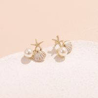 1 Pair Vacation Sweet Pearl Shell Alloy Plastic Drop Earrings sku image 1