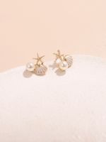 1 Pair Vacation Sweet Pearl Shell Alloy Plastic Drop Earrings main image 5
