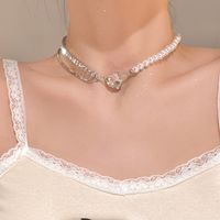 Simple Style Heart Shape Alloy Copper Plating Inlay Artificial Pearls Women's Layered Necklaces sku image 67