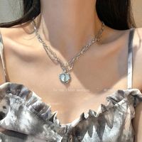 Simple Style Heart Shape Alloy Copper Plating Inlay Artificial Pearls Women's Layered Necklaces sku image 89
