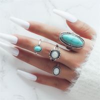 Vintage Style Ethnic Style Geometric Metal Plating Inlay Turquoise Women's Rings sku image 1