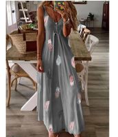 Women's Strap Dress Casual V Neck Printing Sleeveless Feather Maxi Long Dress Daily main image 2