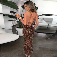 Frau Trägerkleid Lässig Sexy Gurt Aushöhlen Rückenfrei Ärmellos Leopard Maxi Langes Kleid Täglich main image 4