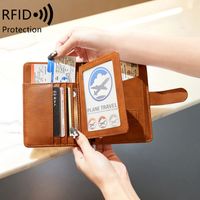 Unisex Solid Color Pu Leather Magnetic Buckle Card Holders main image 2