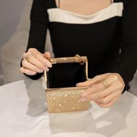 Gold Pvc Solid Color Square Evening Bags main image 5