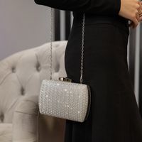 Silver Pvc Solid Color Square Clutch Evening Bag main image 3