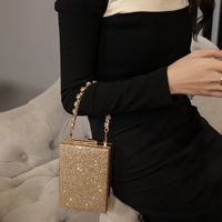 Gold Pvc Solid Color Square Evening Bags main image 4
