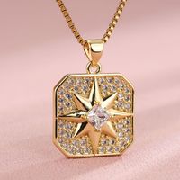 Stainless Steel 18K Gold Plated Elegant Shiny Plating Inlay Maple Leaf Flower Zircon Pendant Necklace main image 4