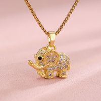 Stainless Steel 18K Gold Plated Elegant Shiny Plating Inlay Maple Leaf Flower Zircon Pendant Necklace main image 6