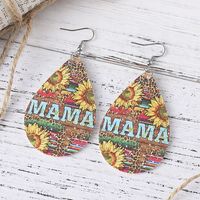 Mama Simple Style Water Droplets Pu Leather Patchwork Mother's Day Women's Drop Earrings main image 2