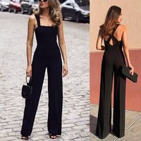 Women's Daily Sexy Simple Style Solid Color Full Length Backless Jumpsuits main image 1
