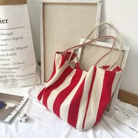 Women's Vintage Style Stripe Canvas Shopping Bags sku image 4