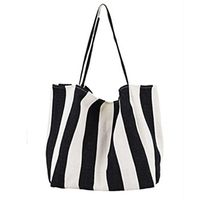 Women's Vintage Style Stripe Canvas Shopping Bags sku image 1