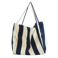 Women's Vintage Style Stripe Canvas Shopping Bags sku image 2