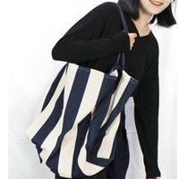 Women's Vintage Style Stripe Canvas Shopping Bags main image 6