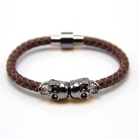 Punk Estilo De Moda Cráneo Cuero Sintético Enchapado Hombres Pulsera sku image 2