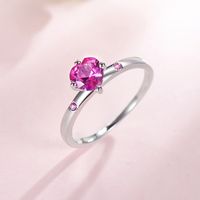 Elegant Heart Shape Sterling Silver Plating Inlay Zircon Rhodium Plated Rings main image 6