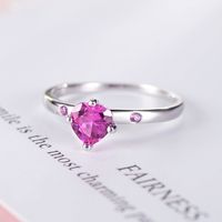 Elegant Heart Shape Sterling Silver Plating Inlay Zircon Rhodium Plated Rings main image 4