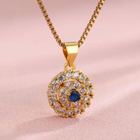 Stainless Steel 18K Gold Plated Elegant Shiny Plating Inlay Maple Leaf Flower Zircon Pendant Necklace main image 3