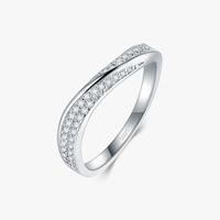 Elegant Simple Style Lines Sterling Silver Plating Inlay Zircon Rhodium Plated Rings main image 2